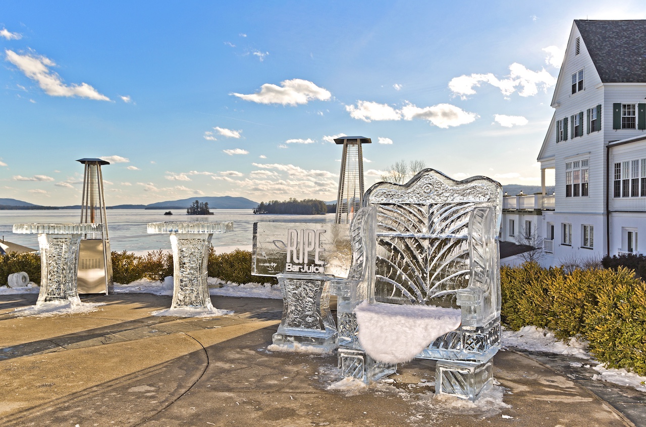 Sagamore Ice Bar Bench and High Tops Made of Ice