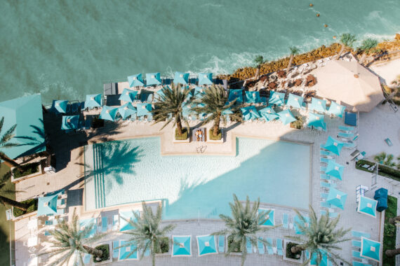 Opal Sands pool aerial view
