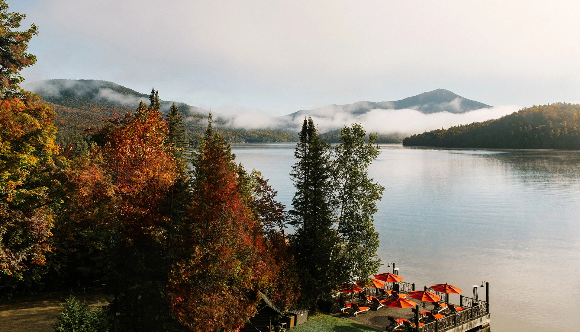 The view of Lake Placid in the fall