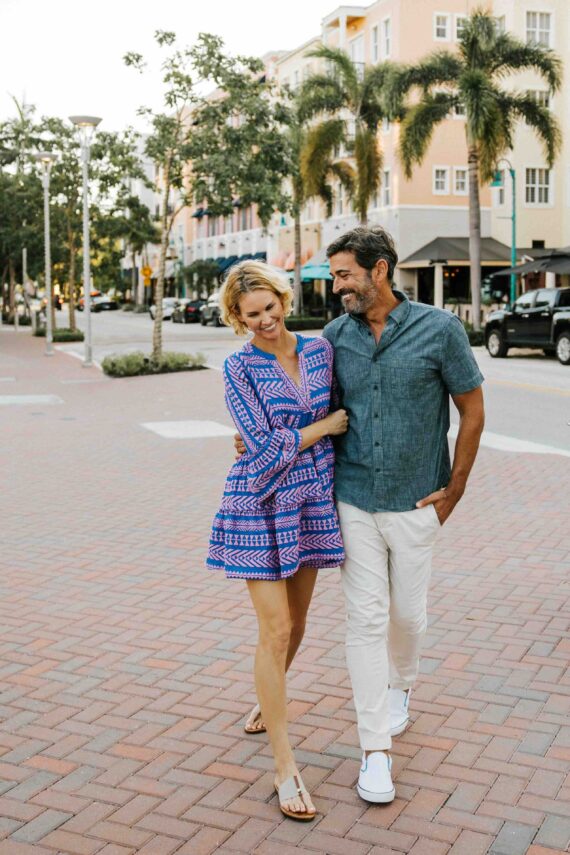 couple walking in downtown delray