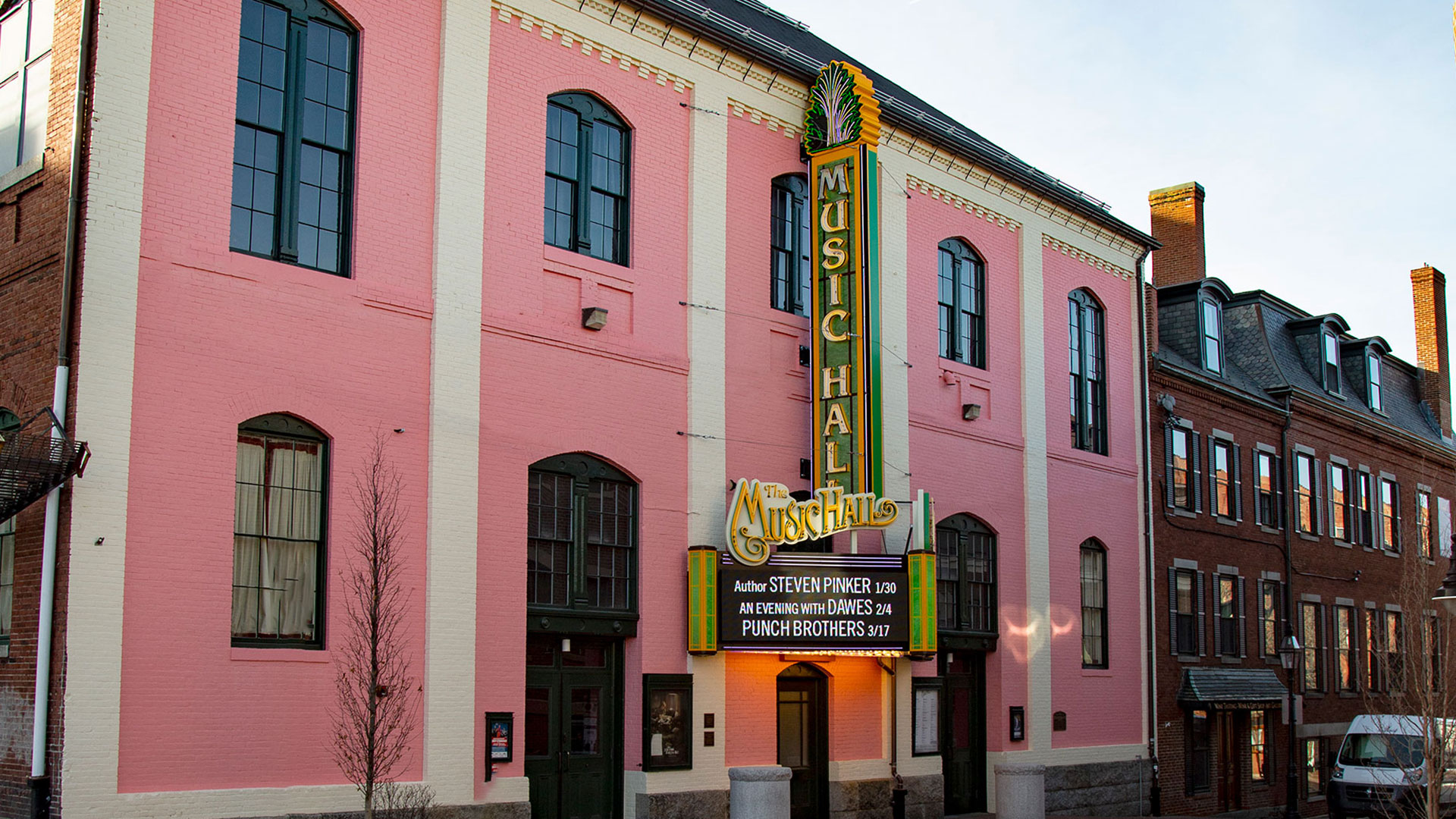 The exterior of The Music Hall.
