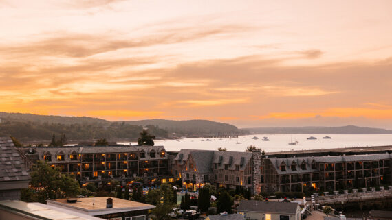 The view of Harborside Hotel, Spa & Marina in Bar Harbor, Maine.