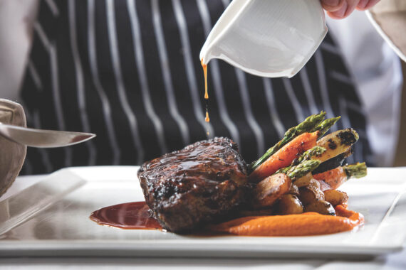 steak and vegetables