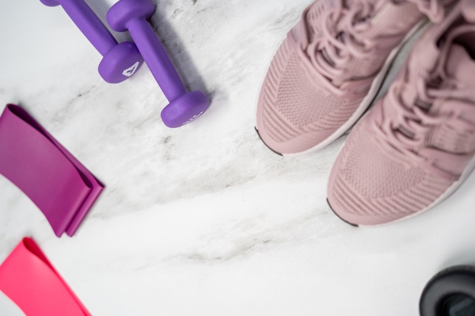 gym items flatlay