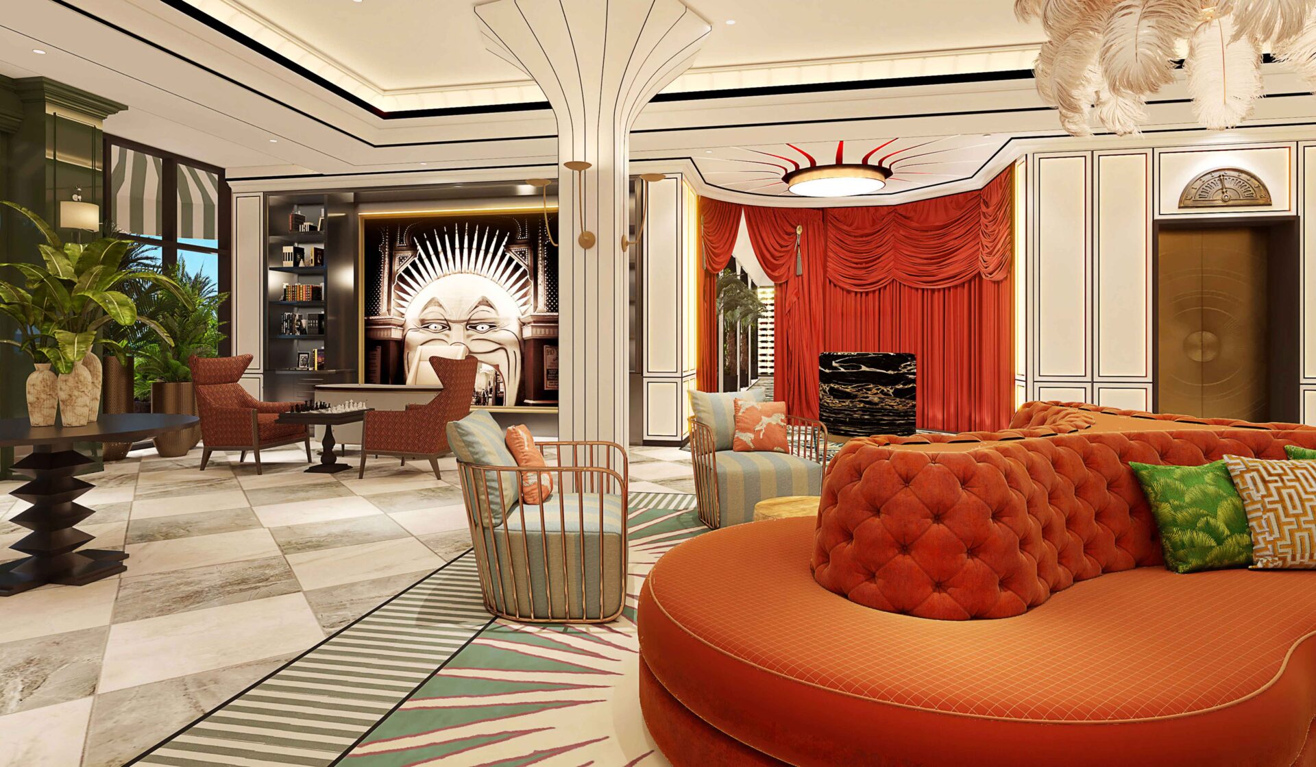 A rendering of the lobby at Cirque St. Armands.