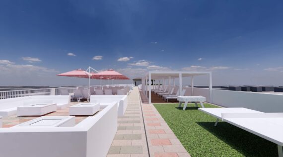 A rendering of the rooftop pool at Olde Naples Hotel in Naples, Florida.