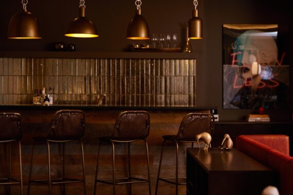 Luxury mini bar amenity in the kitchen of a suite at Bobby Nashville