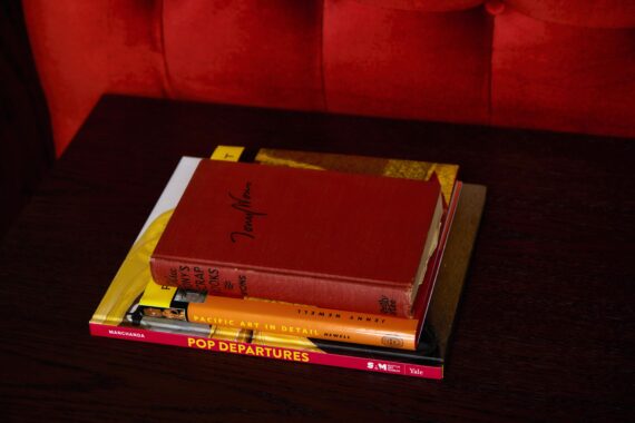 Book details in the living area of a Bobby Nashville suite.