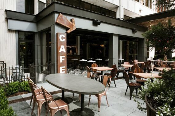 The pet-friendly patio at Cafe Bobby at Bobby Nashville.