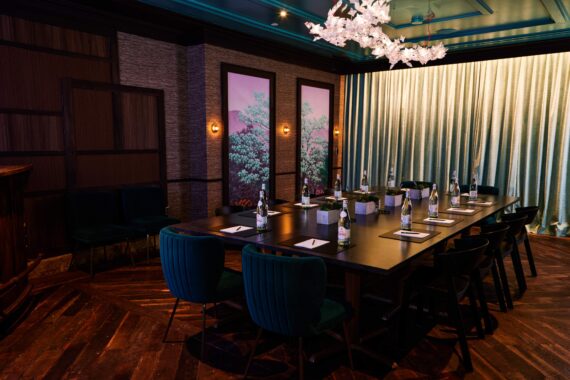 A table set for an intimate meeting in the private dining room in Union Tavern