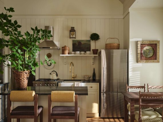A stylish kitchen in one of the Harborside Cottages at The Asticou.