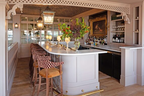 The bar at Dahlia's, the signature on-site restaurant at The Asticou Hotel