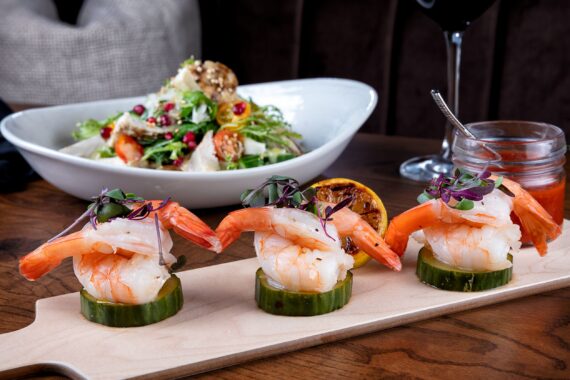 shrimp and salad from latitudes